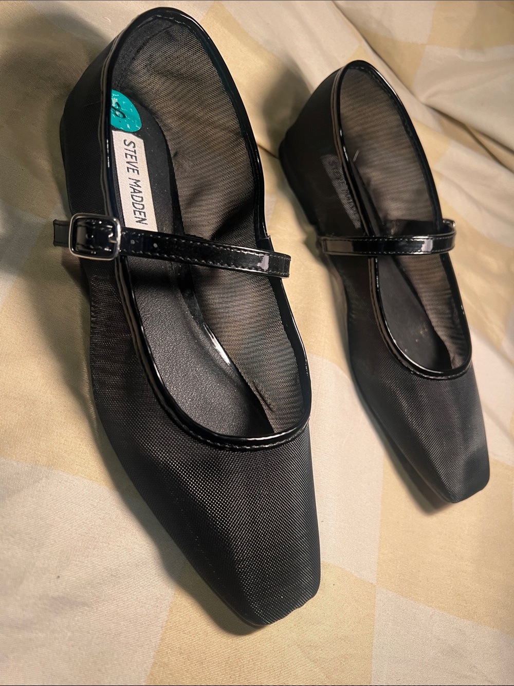 Steve Madden Black Mary Jane Patent-Trim Block Heels